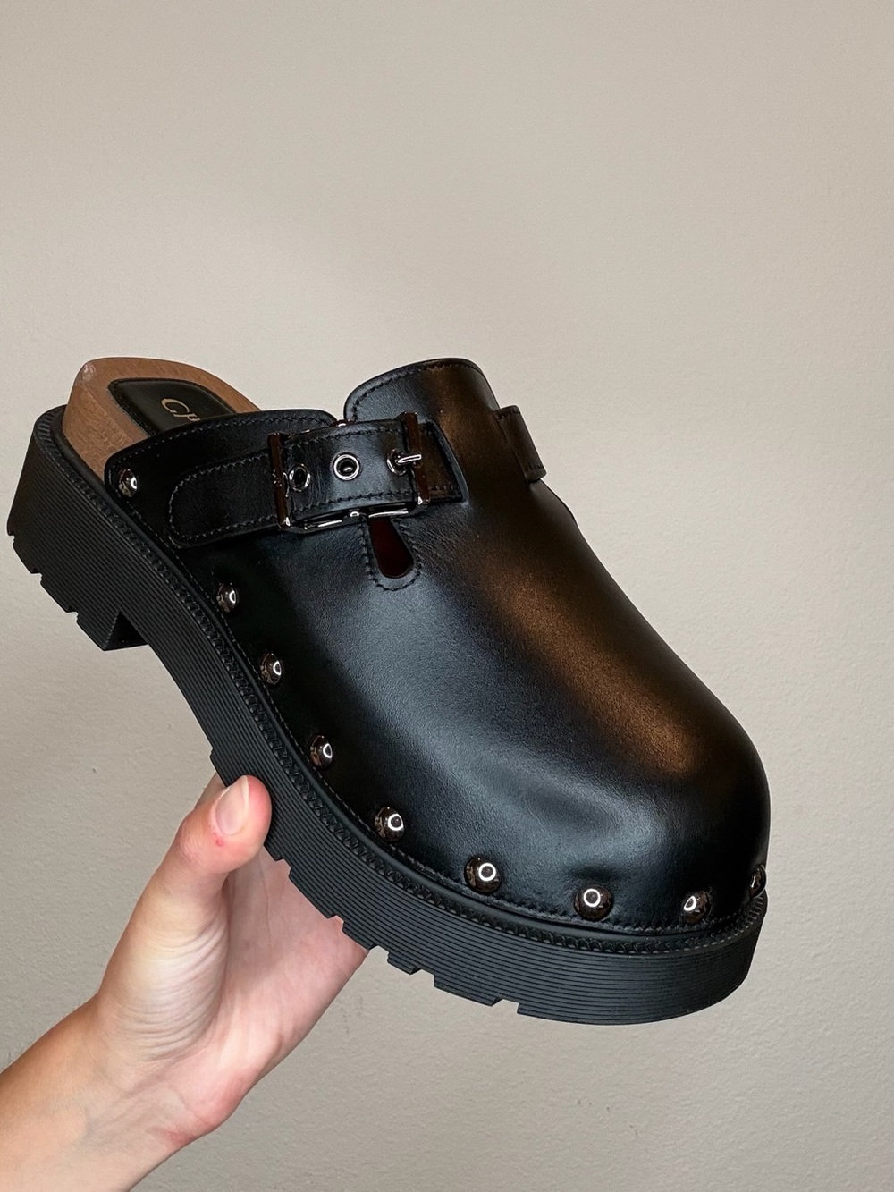 Christian Dior Black Studded Leather Mule Clog